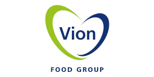 grün blaues Logo von Vion vor weißem Hintergrund